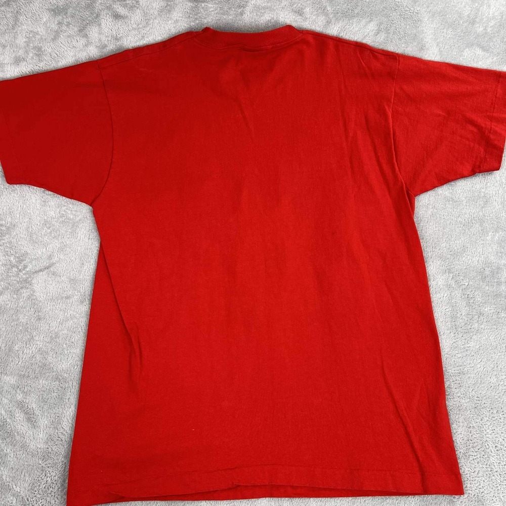 Vintage 90's Puff Print Fresno State Bulldogs T Shirt XL Fruit Loom Red Made USA - Picture 9 of 12